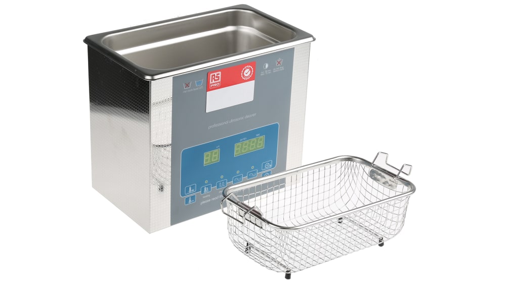 RS PRO - 1368566 - Digital Ultrasonic Cleaner 600mL Capacity 35W Heater  Power 35W Ultrasonic - RS