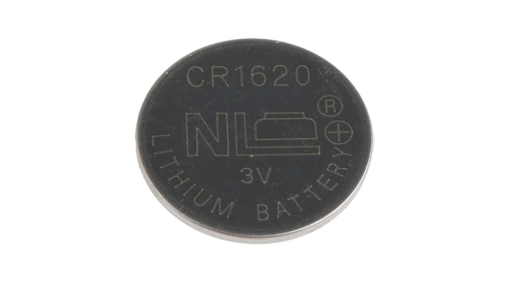 Pila de botón CR2016, 3V, 90mAh, litio - dióxido de manganeso Código RS:  866-0669