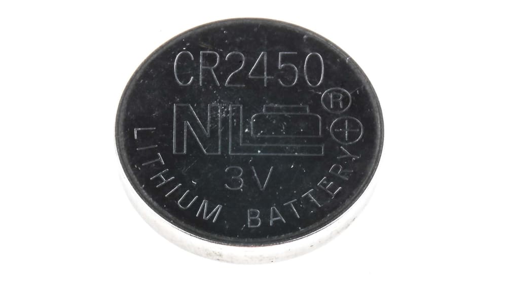 Pila de botón CR2450, 3V, 620mAh, litio - dióxido de manganeso