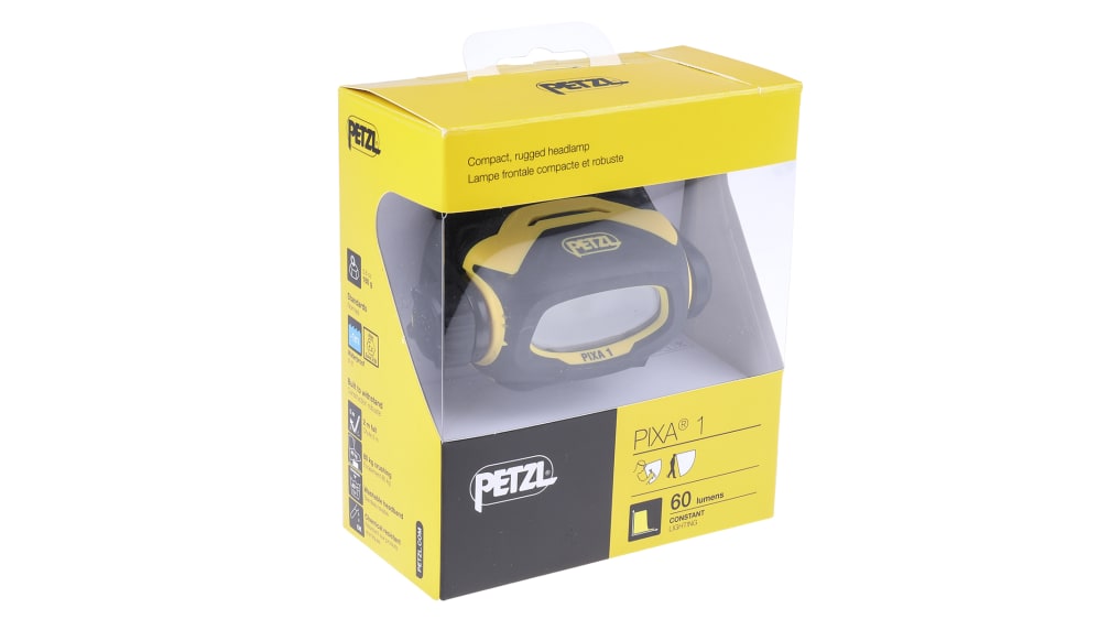 Linterna frontal Petzl PIXA 1, 60 lm, alcance 15 m, batería AA, ATEX, IP67