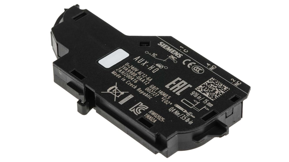 3VA9988-0AA12 | シーメンス 補助接点, 2NC + 4NO, 側面実装, 3VA | RS