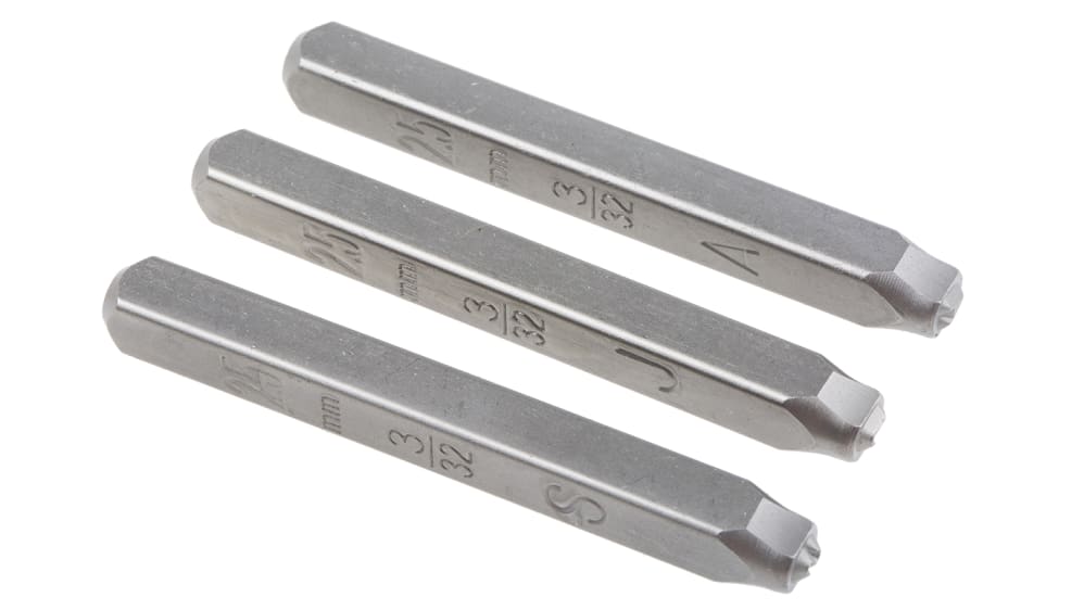 RS PRO 2.5 mm x 27 Piece Engraving Letter Punch Set, (Size In 2.5