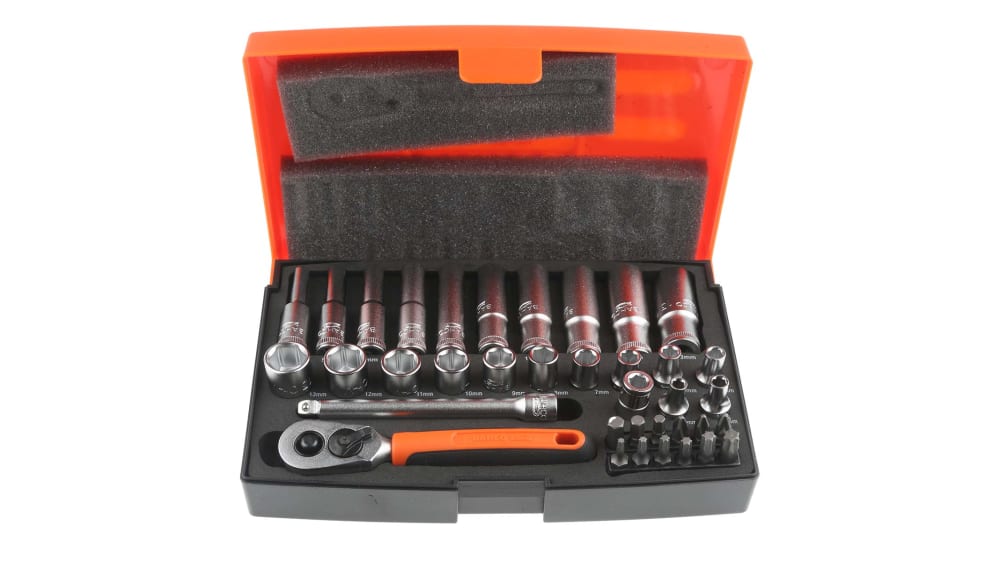 Bahco SL25L - Jeu de douilles longues et de douilles 6 pans 1/4'' métrique  et embouts de tournevis