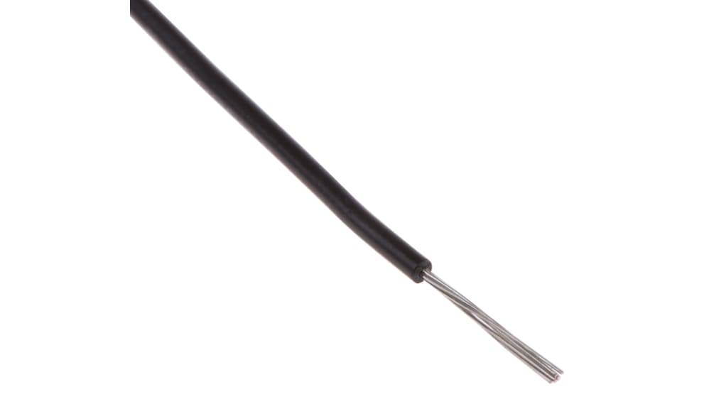 RS PRO Black 0.08 mm² Hook Up Wire, 28 AWG, 7/0.12 mm, 100m, XLPVC