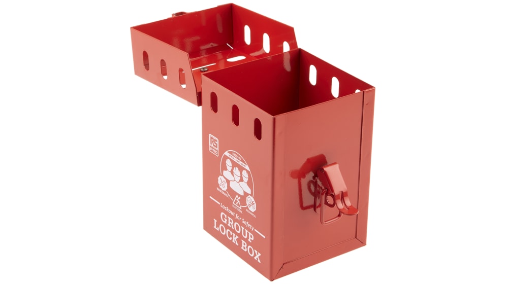 Boîte de verrouillage rouge, pour groupe de travailleurs en procédure de  cadenassage.