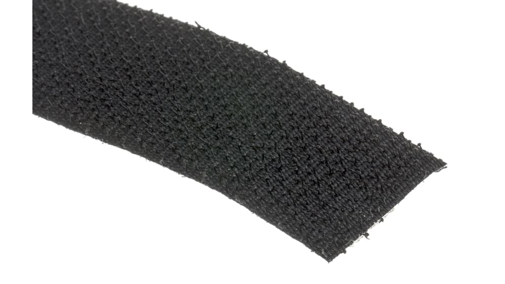 RS PRO Black Hook & Loop Tape, 20mm x 5m