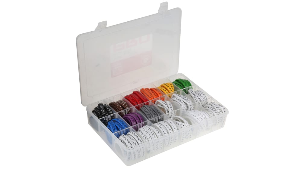 RS PRO Slide On Cable Marker Kit, Black, Blue, Brown, Green, Grey