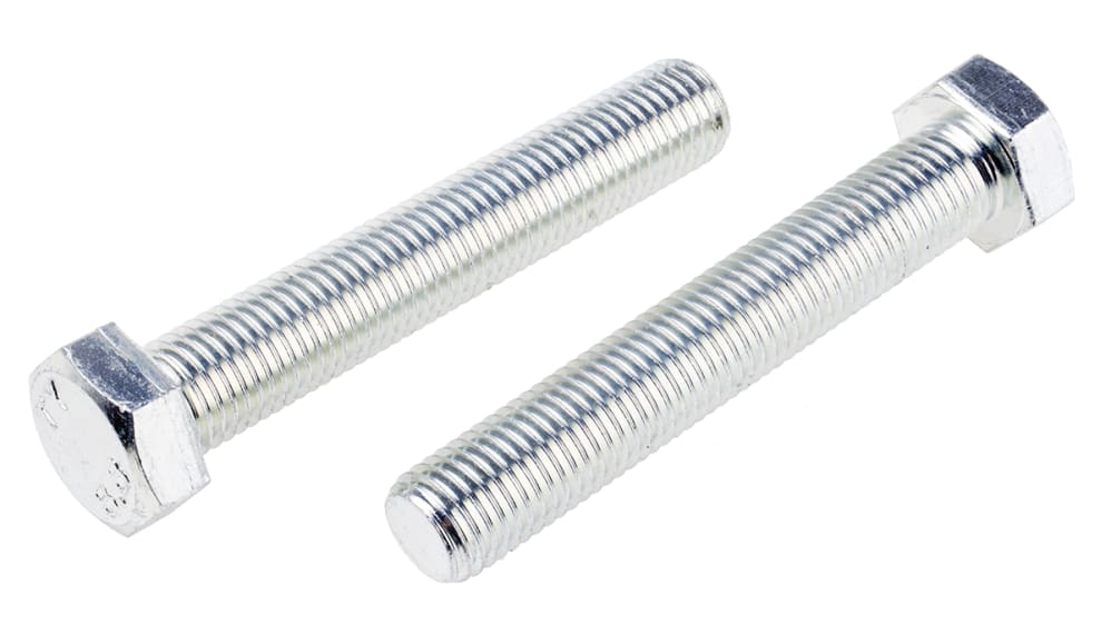 RS PRO Bright Zinc Plated Steel, Hex Bolt, M20 x 120mm