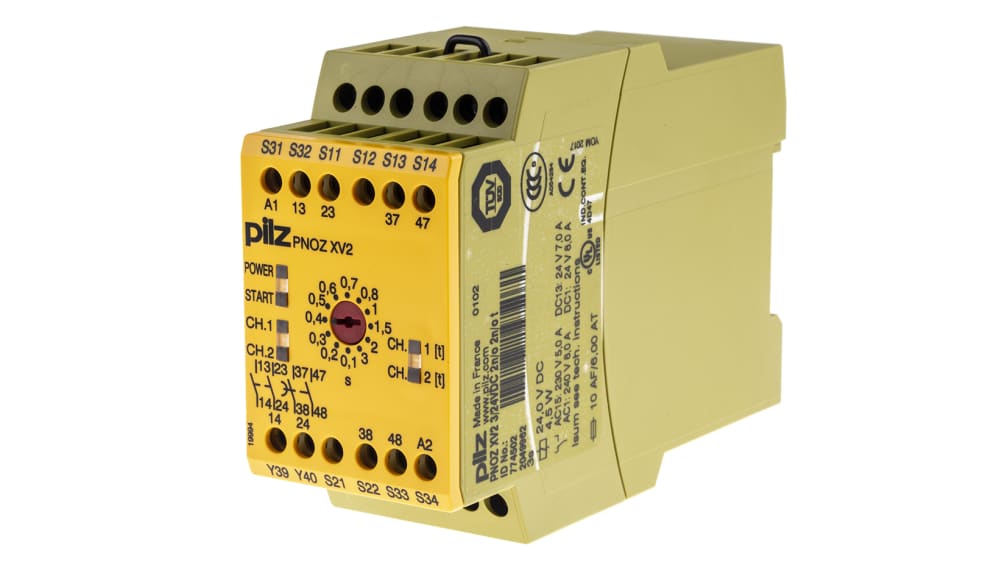 Pilz セーフティリレー, 24V dc, 安全接点:2, 緊急停止, 774502 Pilz セーフティリレー, 24V dc, 安全接点:2, 緊急停止, 774502