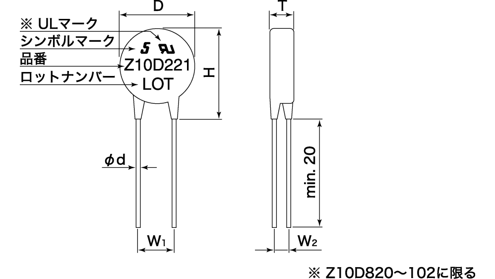 SEMITEC バリスタ バリスタ電圧:120V 最大直流定格電圧:100V, 1.4nF