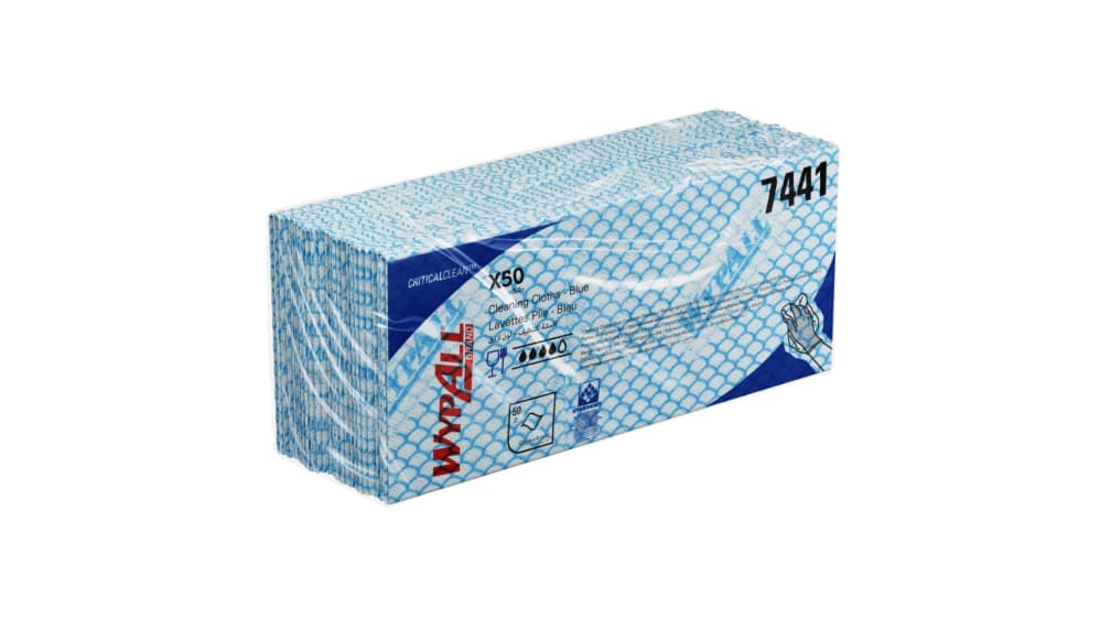 WypAll X80 poetsdoeken hydroknit staalblauw 8347 1lgs. 34x31.5cm Rol 475 doek Hazet