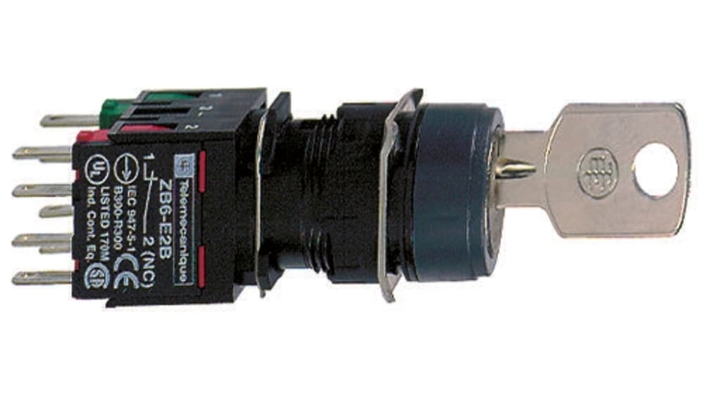 XB6AGC5B | Schneider Electric IP65 Key Switch, 1 NO + 1 NC 2-Way | RS