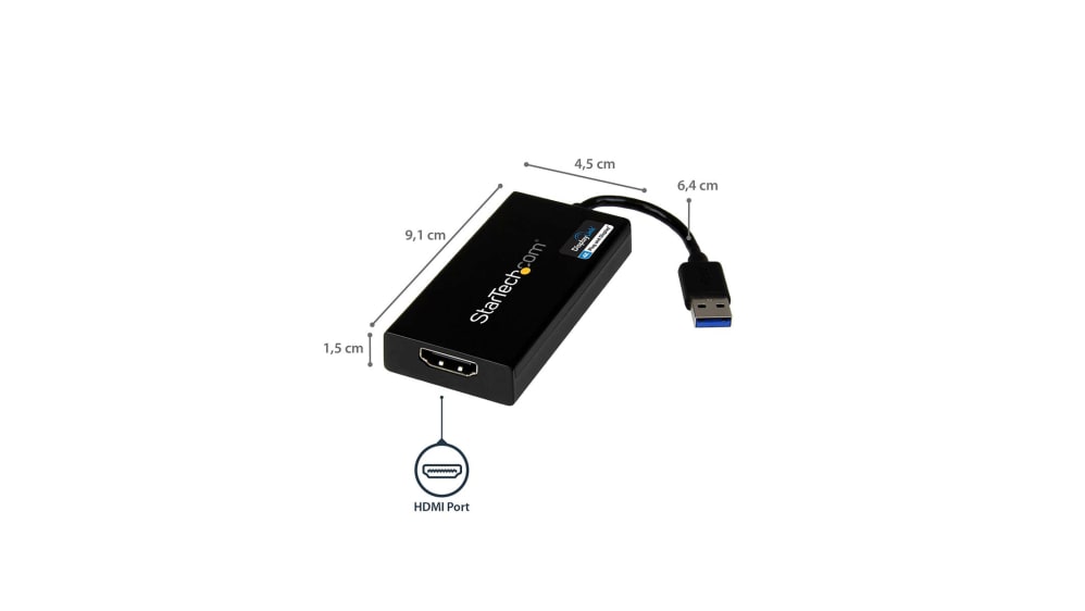 StarTech.com USB A, USB C to HDMI Adapter, USB 3.2, 2 Supported Display(s)  - 4K @ 30Hz