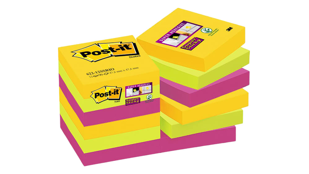 BP902, Post-It Assorted Sticky Note, 12 Notes per Pad, 47.6mm x 47.6mm