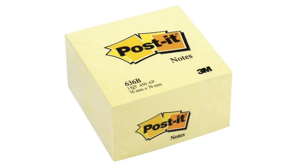 Post-It Yellow Sticky Note, 450 Notes per Pad, 76mm x 76mm