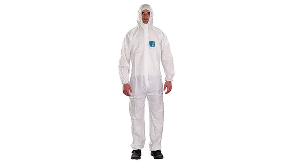 WH18-B-00-111-05, Mono para hombre Microgard de color Blanco, talla XL,  propiedades: Antiestática, sin silicona