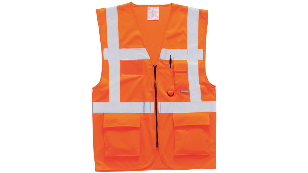 RS PRO Orange Unisex M Polyester Warnweste, Reißverschluss