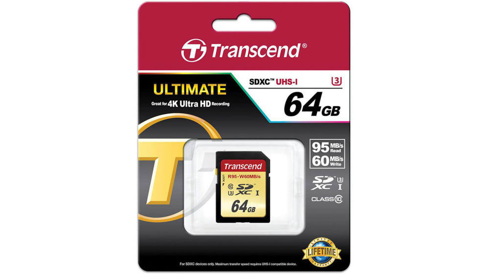 Transcend 64 GB SDXC SD Card, Class 10, UHS-1 U3