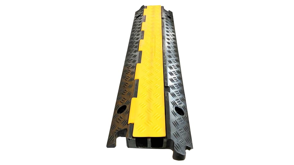 Canale Passacavo Carrabile Arnocanali - 255x55 Mm A 2 Scomparti, Nero/Giallo, Portata 24 Ton, Per Eventi E Cantieri