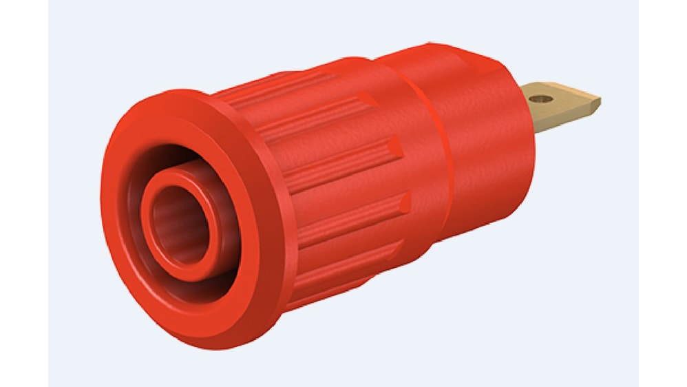 Conector banana hembra Hembra, 24A, 1000V, Contacto Oro, Rojo