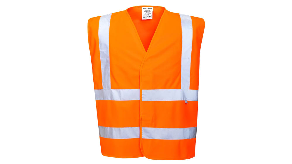 Portwest Orange Hi Vis Vest Carbon Fibre, Polyester, 2XL/3XL | RS
