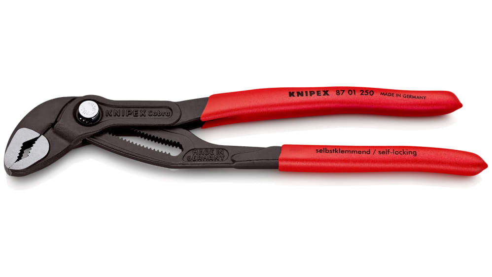 Knipex Cobra® Water Pump Pliers, 250 mm Overall, Flat, Straight