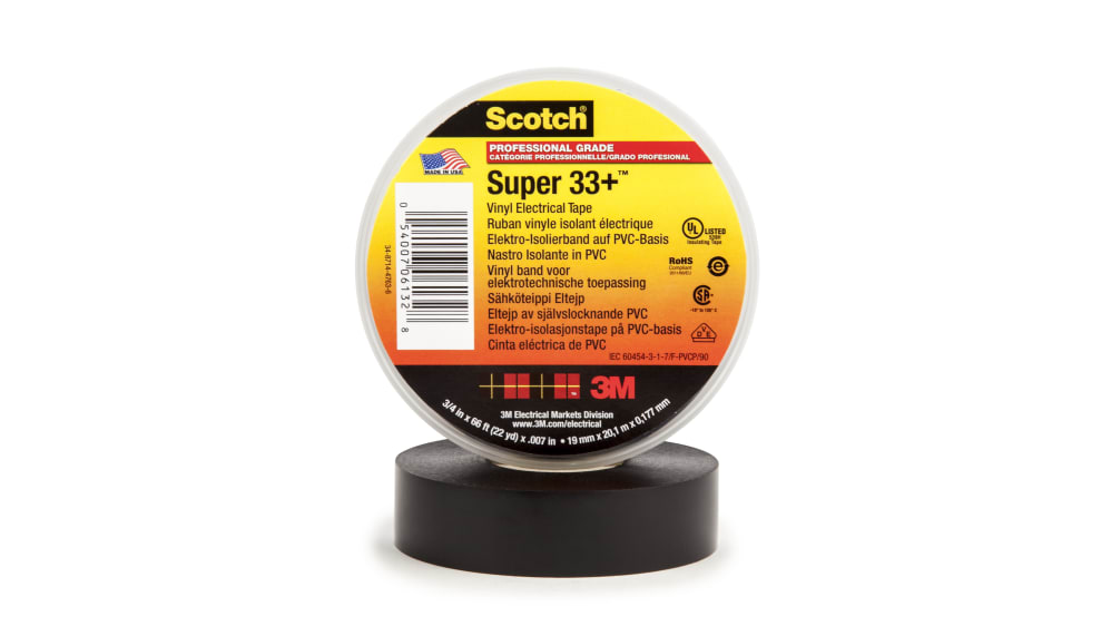 Scotch 3M Super 33+ Ruban Isolant Professionnel 19mm x 20m Noir 