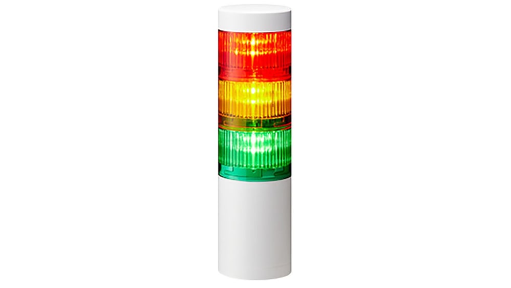 LR6-302WJNW-RYG | Patlite LR6 Series Signal Tower Buzzer, 3 Lights