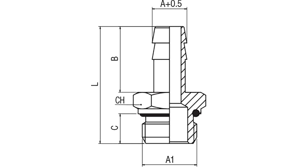 RS PRO Hose Connector Hose Tail Adaptor, G 1/2in 1/2in ID