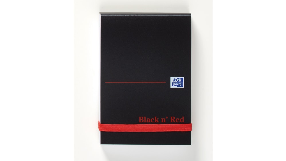 100080540 | Black n Red メモ帳 上綴じ 黒 ハードカバー A7 192枚