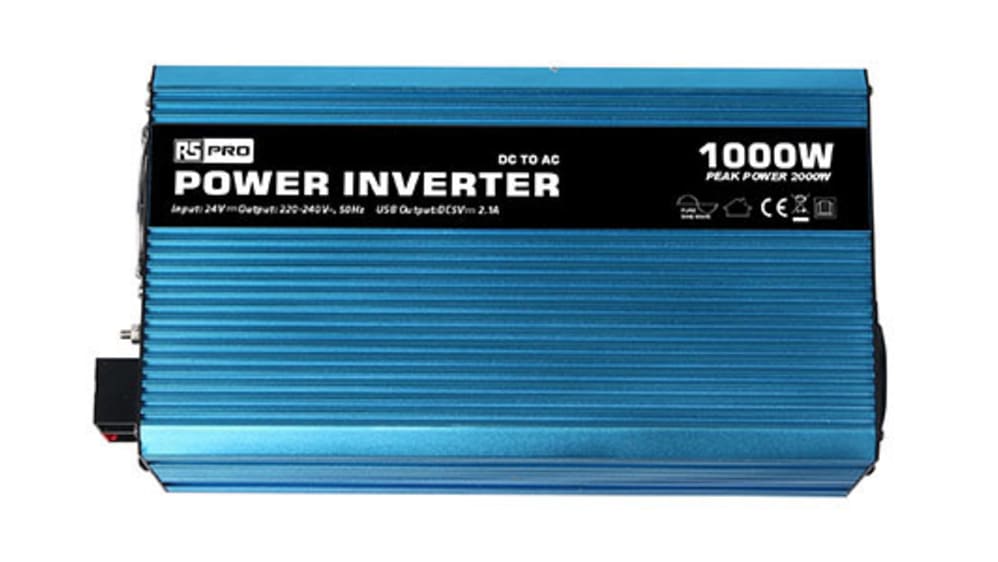 RS PRO Pure Sine Wave 1000W Power Inverter, 24V Input, 230V Output