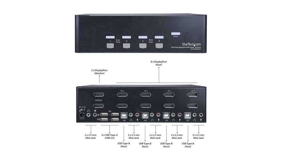 SV431DPDDUA2, Commutateur KVM Startech USB DisplayPort 4 ports