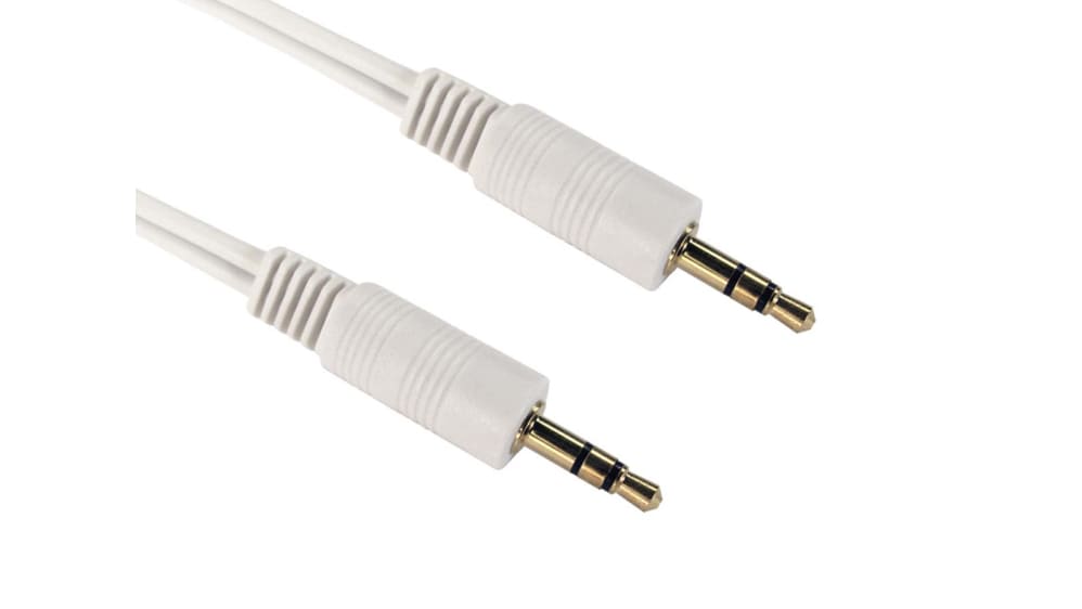 RS PRO Male Stereo Jack to Male Stereo Jack Aux Cable, White,  10m