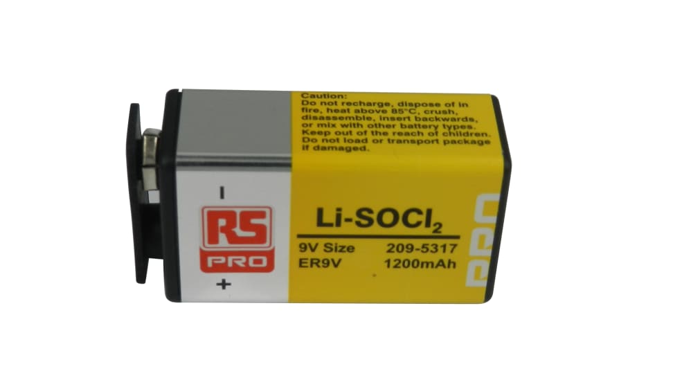RS PRO Lithium Thionyl Chloride 9V Battery PP3