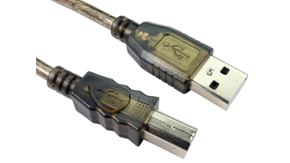 Câble USB RS PRO, USB B vers USB A, 15m, Transparent