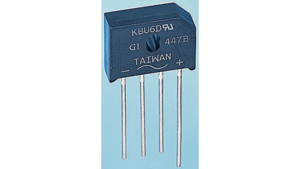 セレン整流器+ブリッジダイオード onsemi 整流用 ブリッジダイオード 単相 4A, 400V, 22.3 x 3.56 x 18.8