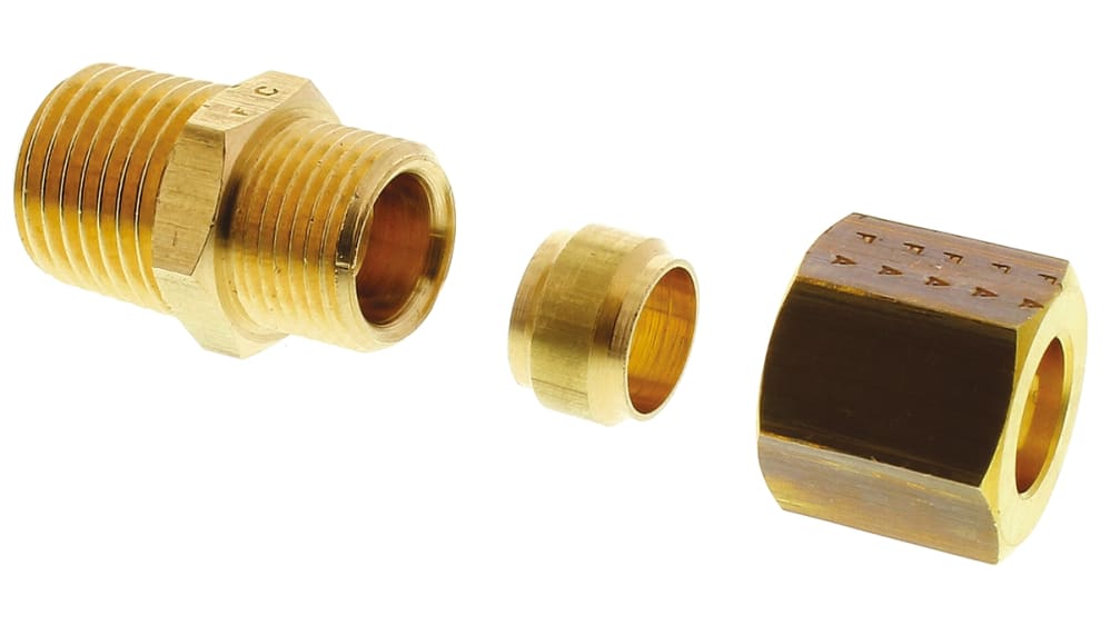 Legris Brass Pipe Fitting Compression Nut, Female Metric M10 to Female 6mm