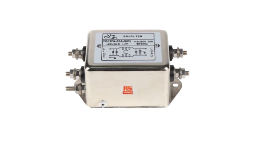 RS PRO 電源ラインフィルタ, 30 A, 250V, 1相 50/60 Hz シャーシ