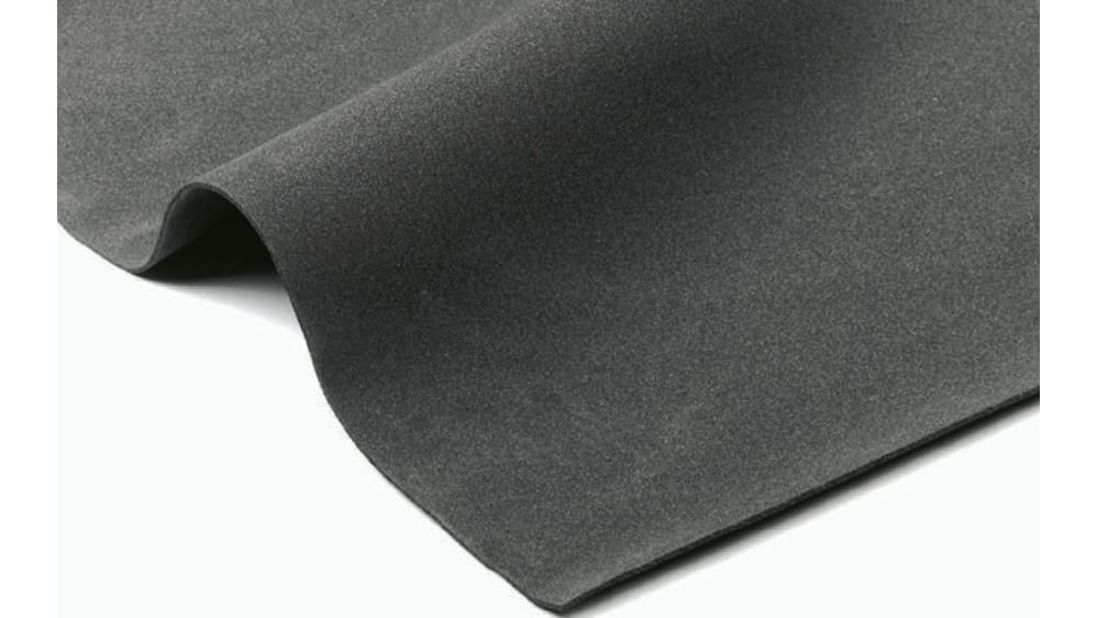 RS PRO Gummimatte Neopren, Schwarz, 1m x 20mm x 2m 122kg/m³ selbstklebend