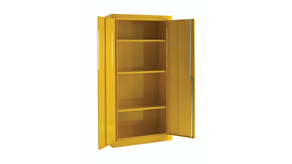 RS PRO Yellow Steel Lockable 2 Door Hazardous Substance Cabinet