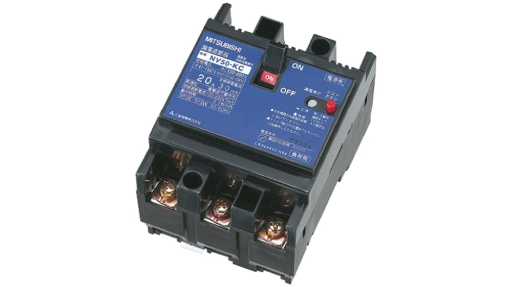 NV50-KC 3P 50A 100-200V 30MA W | 三菱電機, 配線用遮断器50A3P2.5 kA 