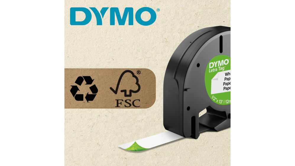 Lot De 5 Rubans Dymo LetraTag 12mm X 4m - Noir Sur Jaune - Compatible LT-100H XR 200B