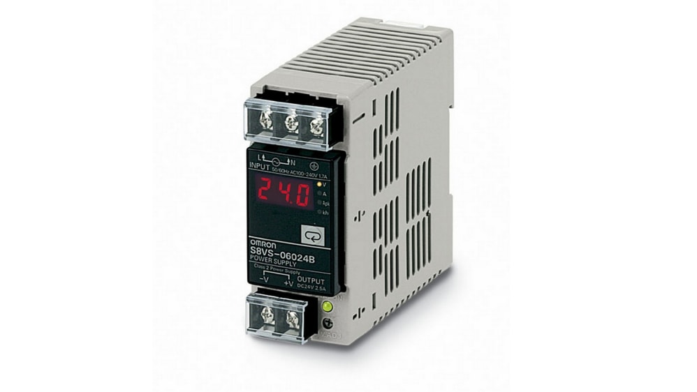 Omron DINレール取付け用スイッチング電源, S8VS-06024B, 出力：2.5A, 定格：60W 入力電圧：ac 出力電圧：dc 24V  dc/ RS