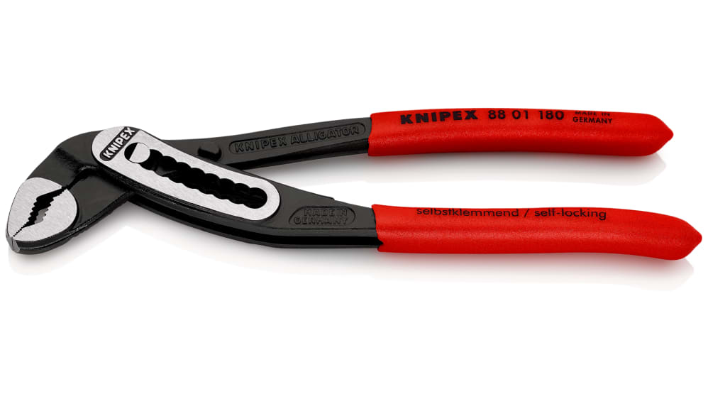 88 01 180, Alicates de pico de loro Plana, Recta Knipex, mordaza de 36mm,  long. total 180 mm