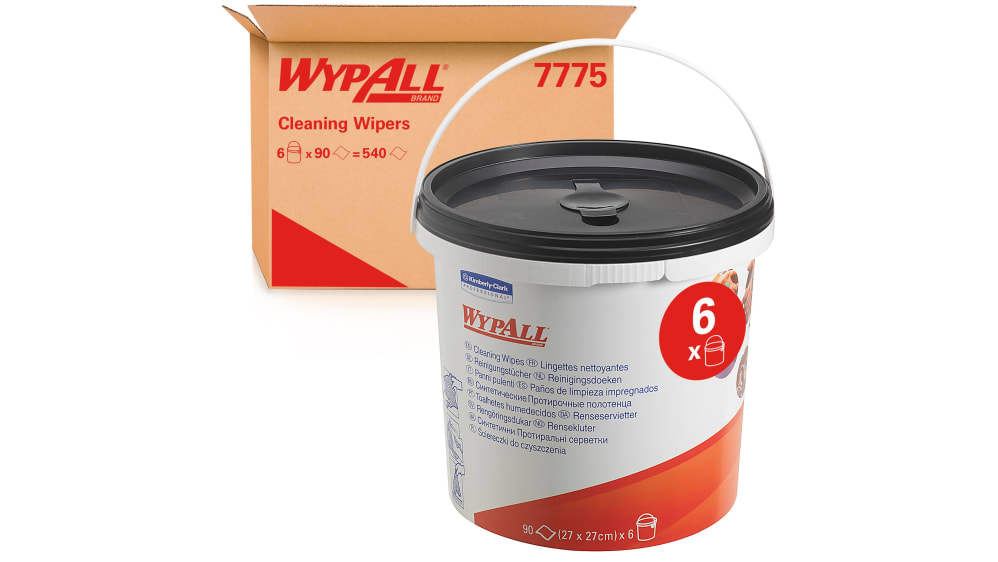 Toallitas de limpieza WypAll® Wettask™ para disolventes que apenas generan  pelusa 7753 - Toallitas industriales - 6 rollos x 120 toallitas de limpieza  blancas (720 en total)