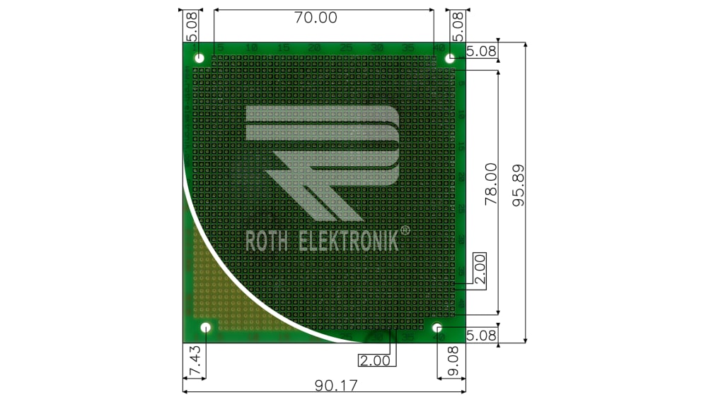 Scheda millefori singola faccia Roth Elektronik passo 2 x 2mm