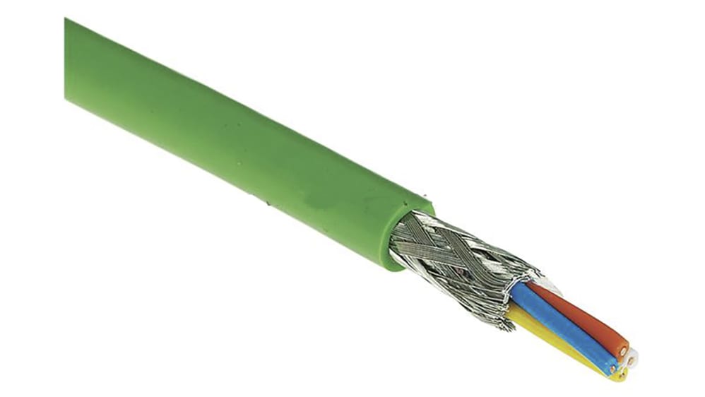 Profinet Type B/C Cat5e Ethernet Cable RJ45-RJ45 SF/UTP Double Shielded  22AWG Stranded High Flex Industrial Outdoor PLTC TPE Green 1m