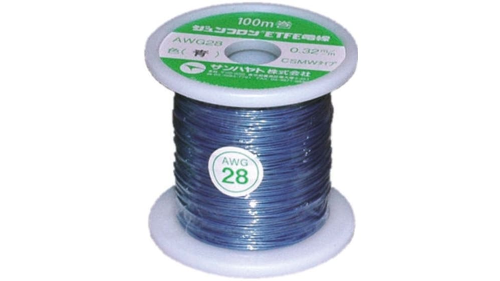 サンハヤト 青 100m 28 AWG JUNFLON シリーズ AWG28-100-U | RS サンハヤト 青 100m 28 AWG JUNFLON シリーズ AWG28-100-U | RS