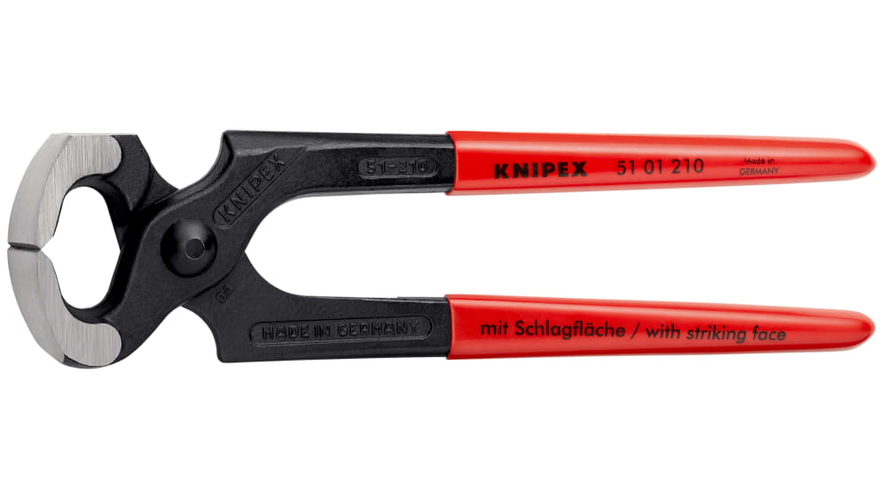 51 01 210 Knipex Knibtang, L: 210 mm for Blød ståltråd; medium tråd; hård ståltråd; ståltråd, Type: Knibtang | RS