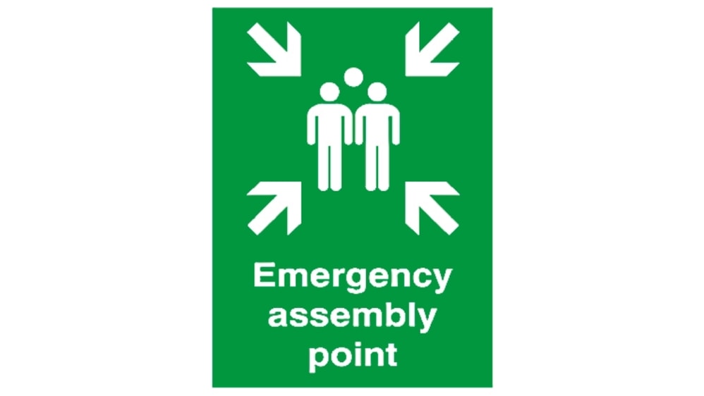 消防標識 RS PRO Emergency assembly point プラスチック 緑/白 サイン